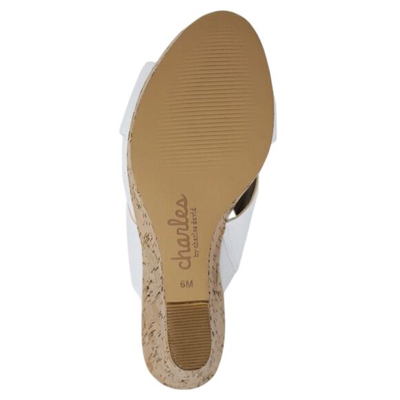 Charles By Charles David Wedge Platform White Sandal Size 11 Latrice Cork New - Picture 5 of 6